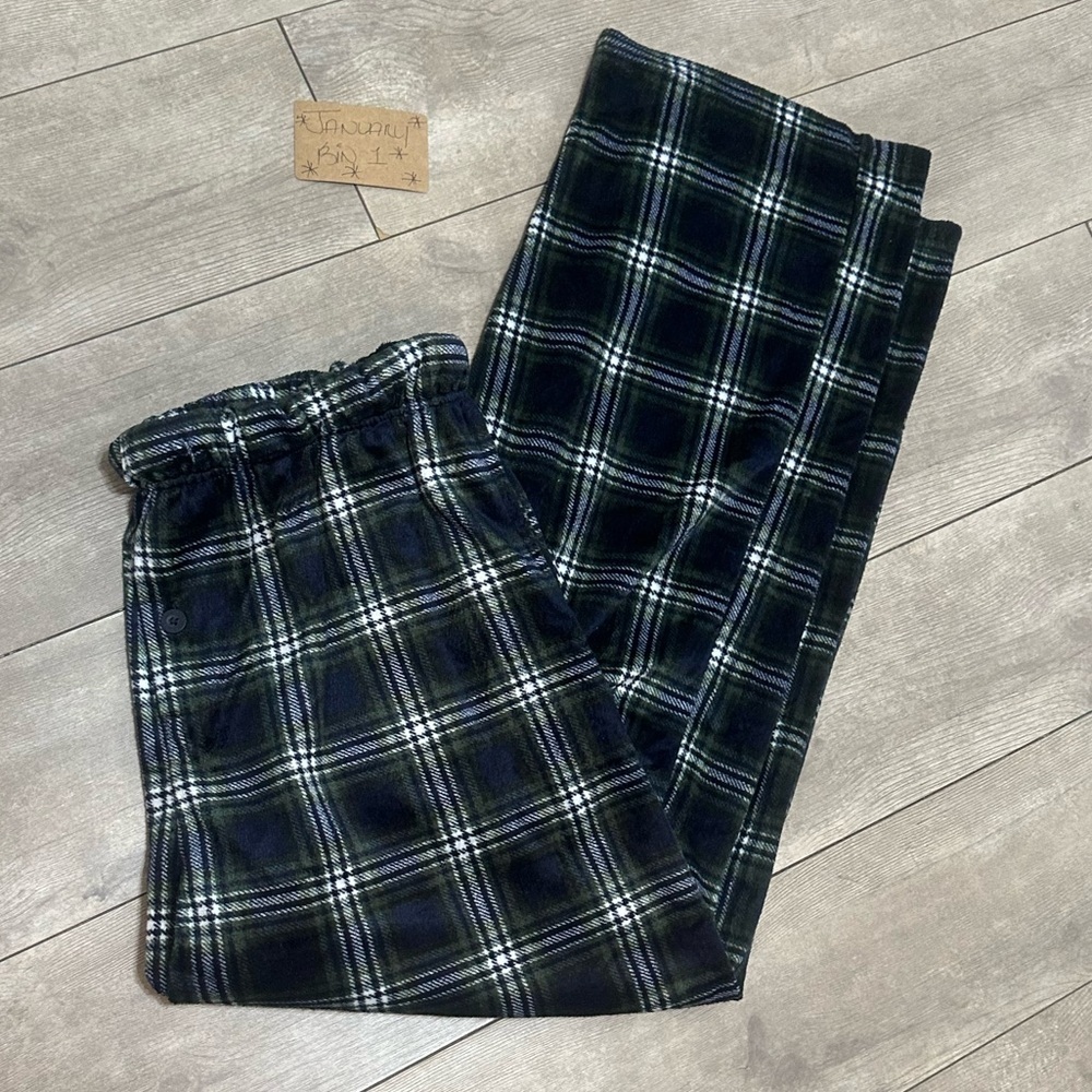 Preswick & Moore Premium Men’s Plaid Pajamas Silky Fleece XL Navy Green - Picture 11 of 16